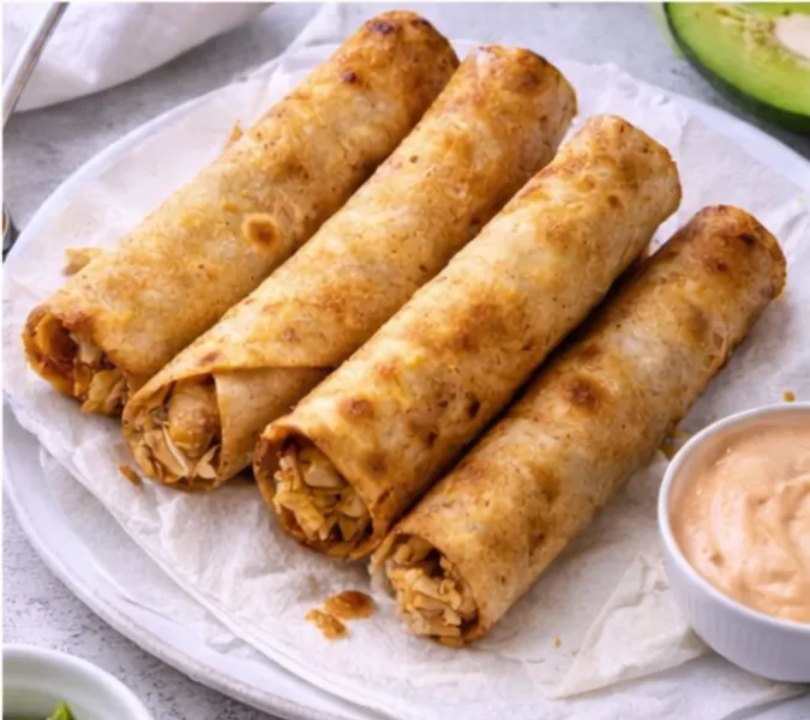 Crispy Chicken Flautas with Chipotle Crema
